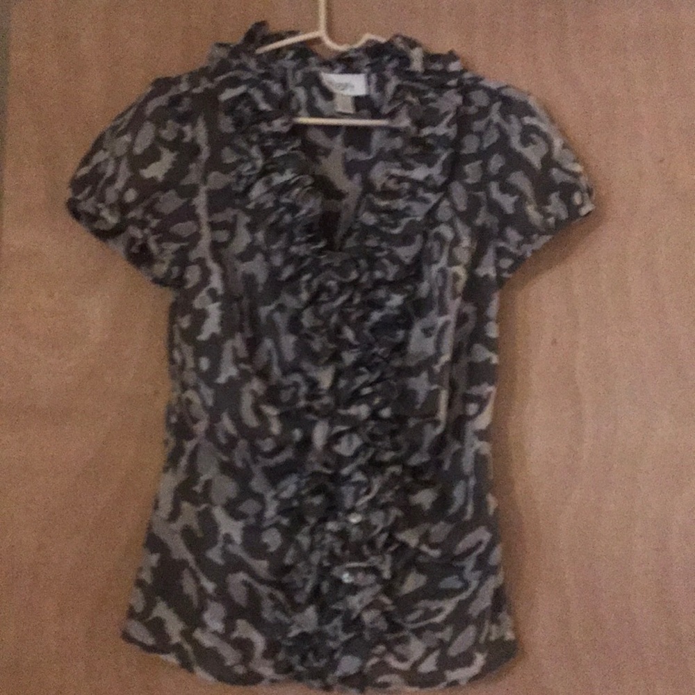 Camo ruffle blouse